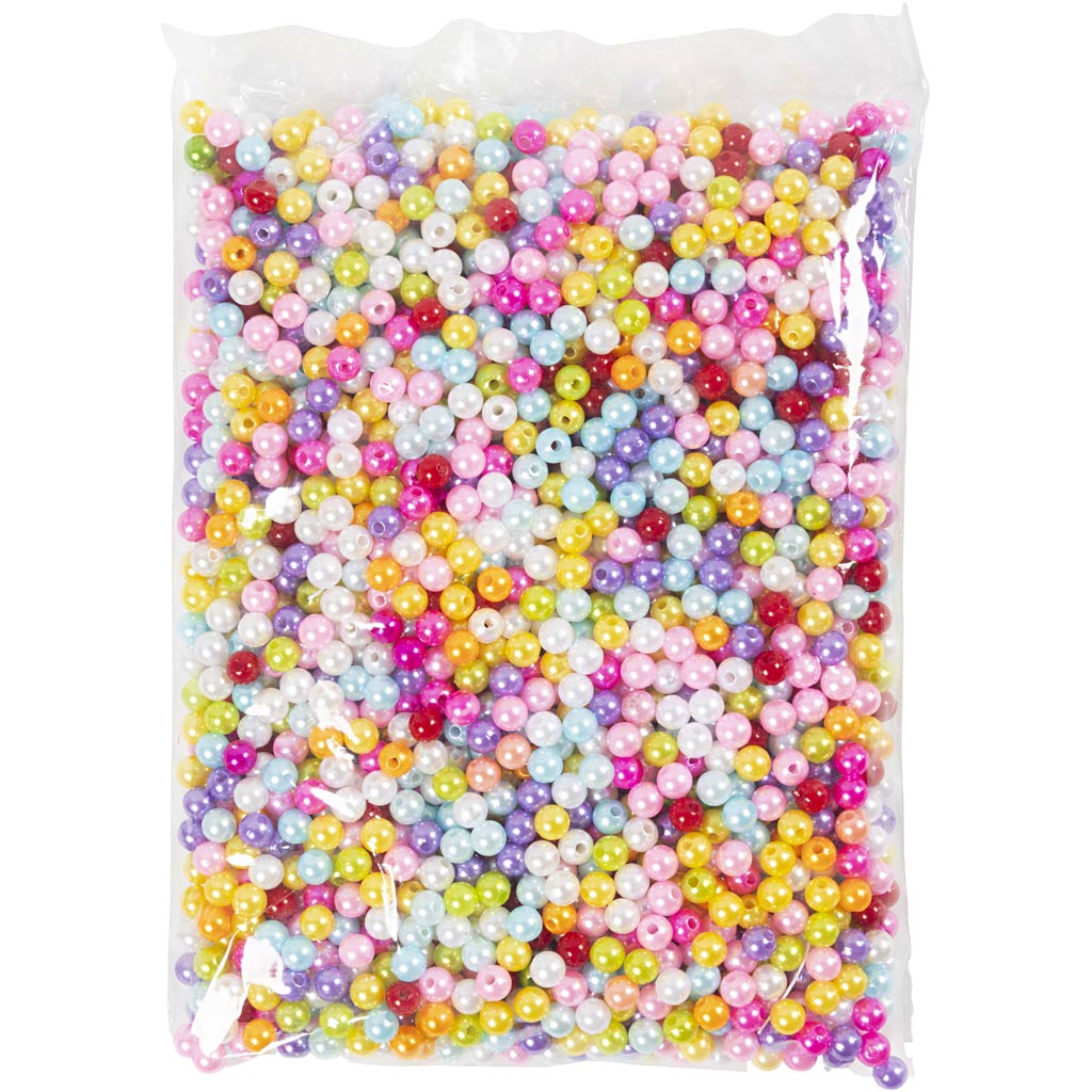 Kreativfirma Waschen von Perlen, D 8 mm, Lochgröße 1 mm, ca. 2000 Stück, Perlenfarben, 500 g 1 Beutel