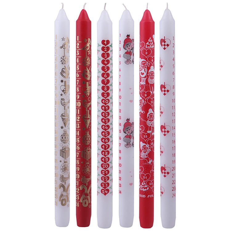 Creativ Company Adventskerzen, H: 30 cm, T 22 mm, rot, weiß, 24 Stück 1 Box