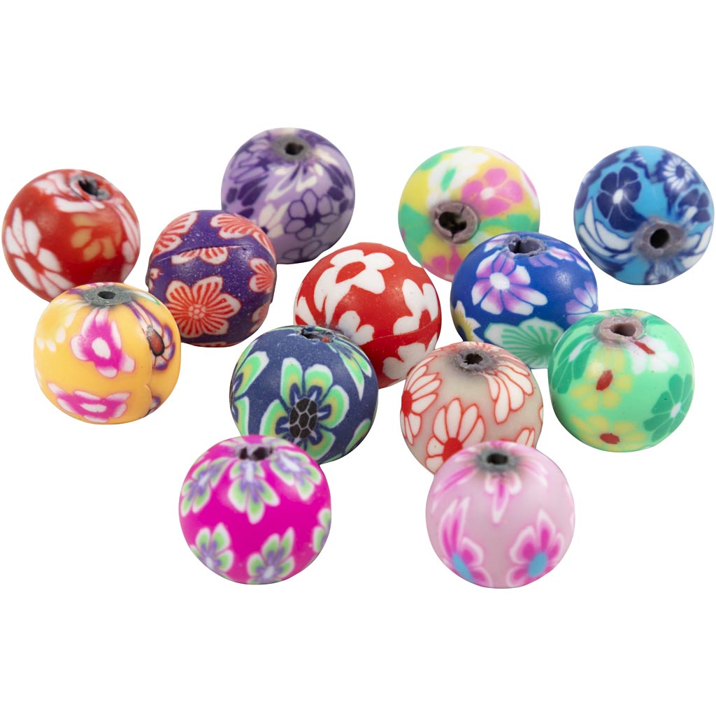 Creativ Company Fimoperlen, D 10 mm, Lochgröße 1 mm, 50 Stück 1 Beutel
