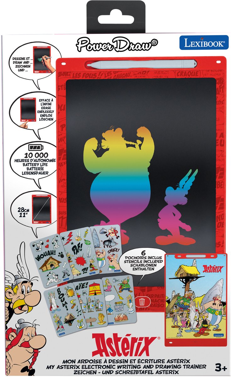 Lexibook Asterix et Obelix 11'' mehrfarbiges E-Ink-Lern- und Zeichentablett mit Vorlagen