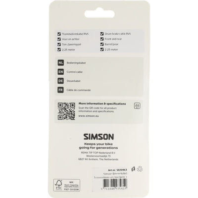 Simson Innenzug Trommelbremse universal. Tonnenbirne + Innensechskant aus Edelstahl