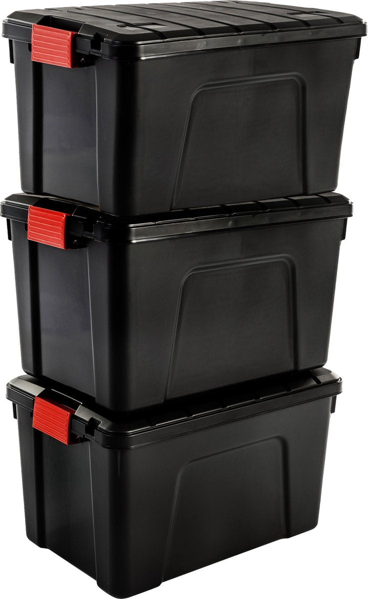 Iris Store-it-all Aufbewahrungsbox – 60 l – Kunststoff – Schwarz – 3er-Set