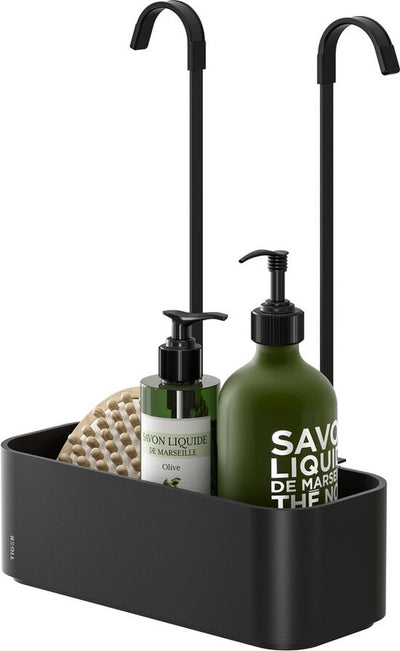 Tiger 2-store – Duschregal ohne Bohren – hängendes Duschregal für Duscharmatur – 25 cm – Badezimmer-Duschkorb – Schwarz