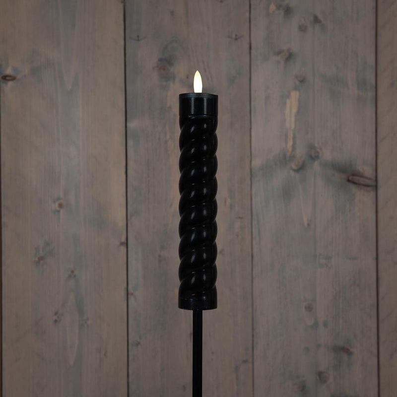 Anna's Collection Solar-Wirbel-Taschenlampe, schwarzer 3D-Docht auf Stecker, 97 cm (21 x 4 cm Taschenlampe und 76 cm Stecker)