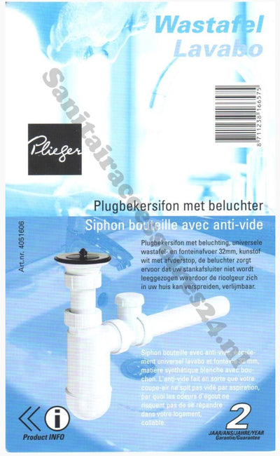 Plieger Plug Cup Siphon 5 4 m Glocke, weiß Sanit (PL-Etikett) 3100400SB25