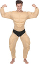 Widmann - Aufblasbares Muskelkostüm - Angeber des Fitnessstudio-Bodybuilders - Mann - Beige - Groß - Karnevalskleidung - Fasching