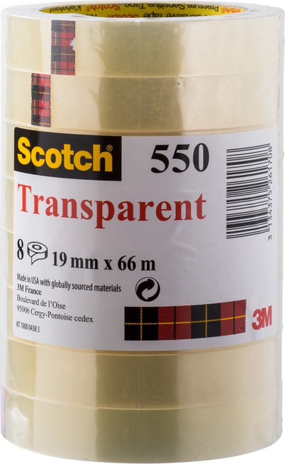 Scotch® transparentes Klebeband, Turm, 19 mm x 66 m, 8-Rollen-Packung