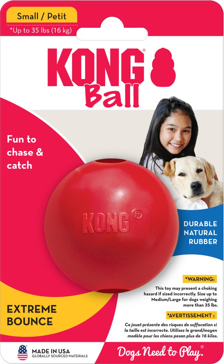 Kong Ball klein 1 Stück - Ball - 168 mm x 110 mm x 51 mm - rot