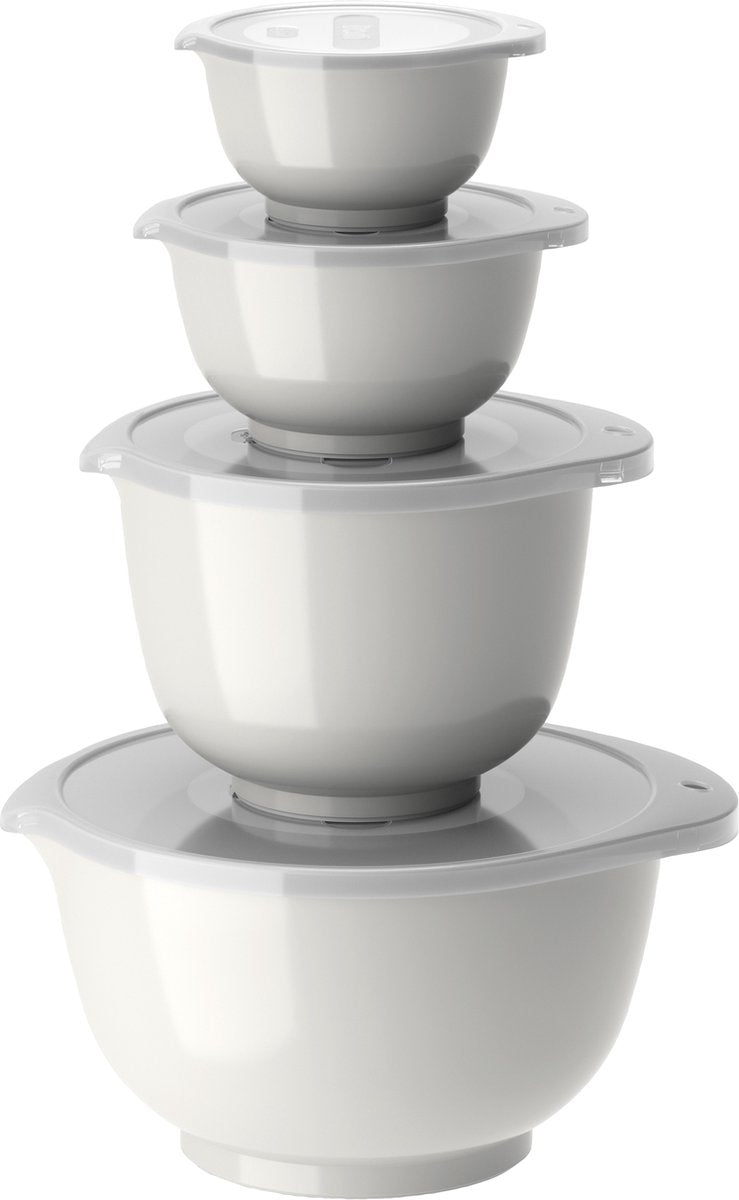 Rosti Margrethe Rührschüssel-Set – 8-teilig – 0,25, 0,5, 1,5 und 3 l – weiß – Rührschüssel mit Deckel zum Backen und Kochen – mikrowellen-, gefrier- und spülmaschinenfest
