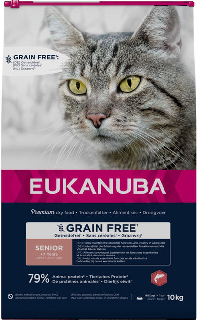 Eukanuba Katzenfutter Trockener Senior getreidefreier Lachs – 10 kg