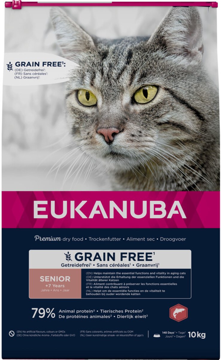 Eukanuba Katzenfutter Trockener Senior getreidefreier Lachs – 10 kg
