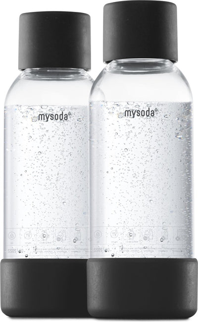 Mysoda - Set mit 2 wiederverwendbaren Flaschen à 0,5 Liter - Schwarz - passend für Geräte
