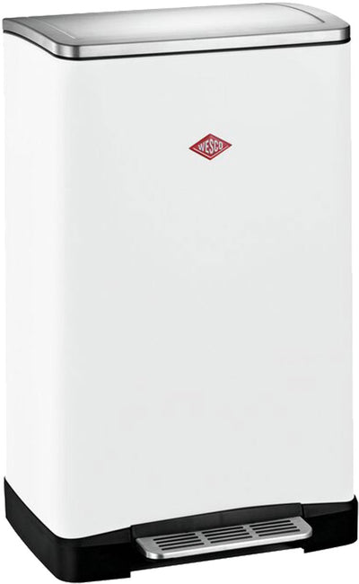 Wesco Big Double Boy Mülltrenner | 36 Liter | Duo Treteimer (2x18 Liter) | Metall - mattweiß | Müll
