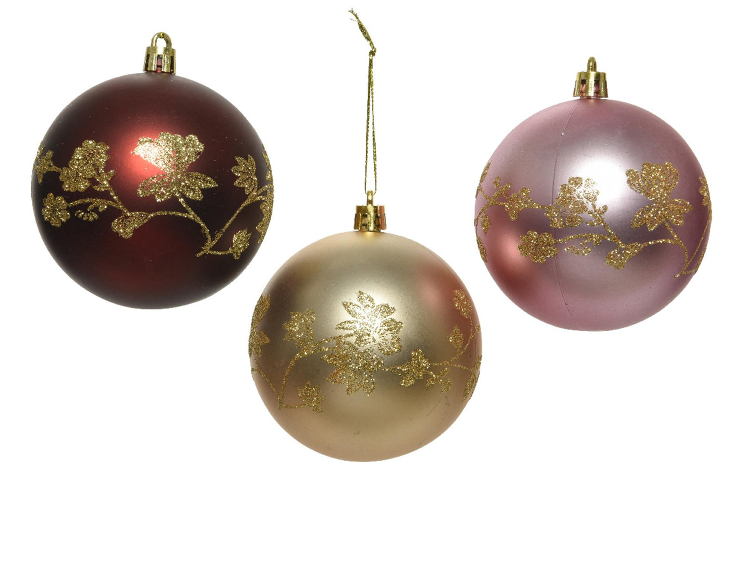 Decoris Weihnachtskugeln Mix 12 Stück Gold, Rot und Rosa