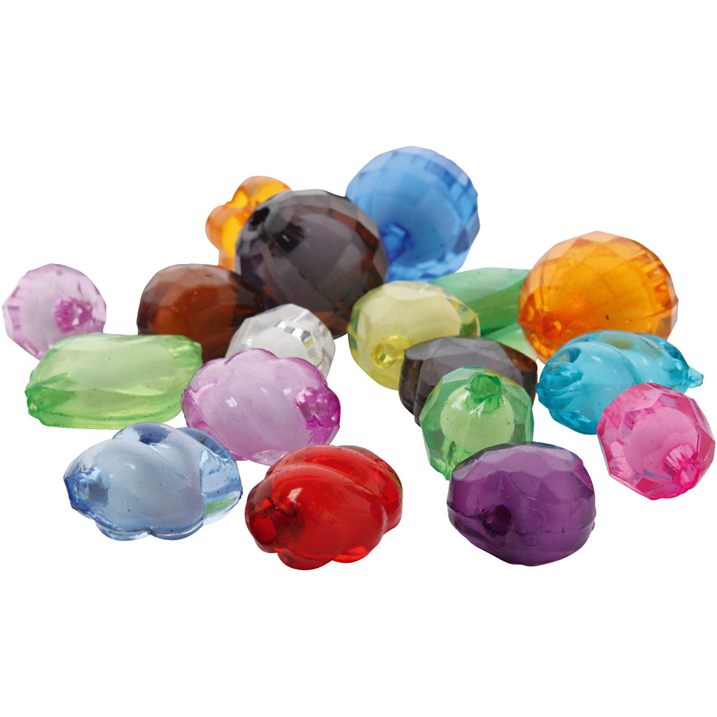 Facettierte Acrylperlen, Größe 8-20 mm, Lochgröße 2-3 mm, verschiedene Farben, 1000 g 1 Box