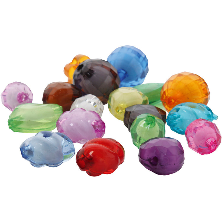 Facettierte Acrylperlen, Größe 8-20 mm, Lochgröße 2-3 mm, verschiedene Farben, 1000 g 1 Box