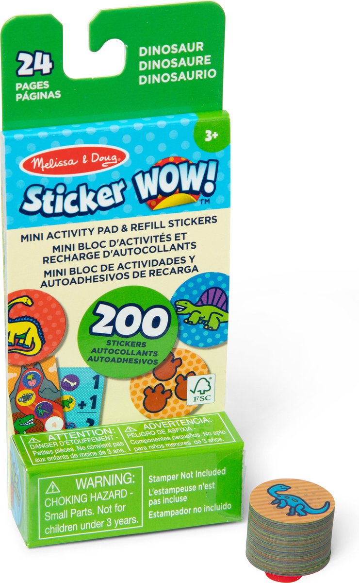 Melissa Doug Aufkleber wow! Mini-Aktivitätsblock und über 200 Nachfüllaufkleber – Dinosaurieraufkleber