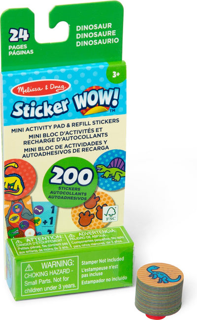 Melissa Doug Aufkleber wow! Mini-Aktivitätsblock und über 200 Nachfüllaufkleber – Dinosaurieraufkleber