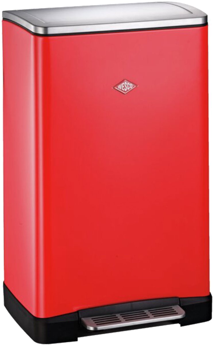 Wesco Big Double Boy Mülltrenner | 36 Liter | Duo Treteimer (2x18 Liter) | Metall - rot | Müll