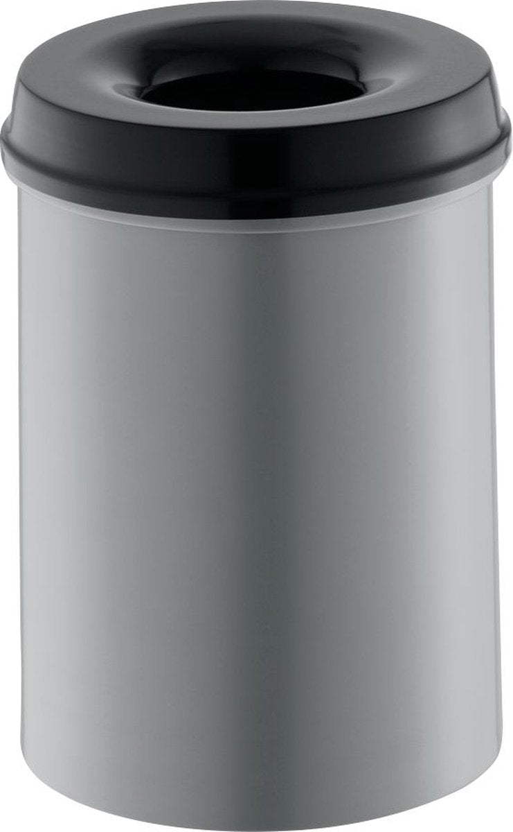Flammhemmender Papierkorb mit V-Teil - 15 l - Aluminium schwarz