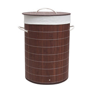 Homestyle Pro Homestyle Runde faltbare Bambus Waschkorb 35x50 cm braunweiß - afbeelding 1