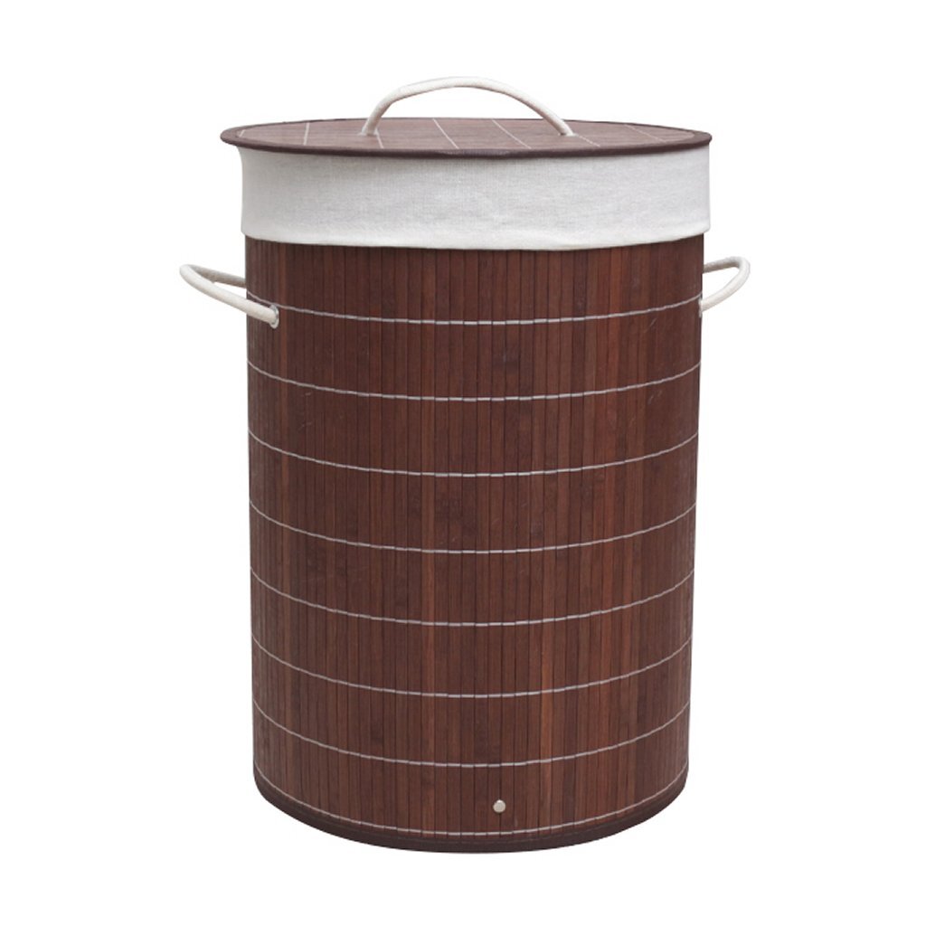 Homestyle Pro Homestyle Runde faltbare Bambus Waschkorb 35x50 cm braunweiß