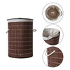 Homestyle Pro Homestyle Runde faltbare Bambus Waschkorb 35x50 cm braunweiß