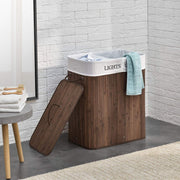Homestyle Pro Homestyle Rechteckig Bambus Waschkorb + Text 52x32x63 cm braunes Weiß - afbeelding 5