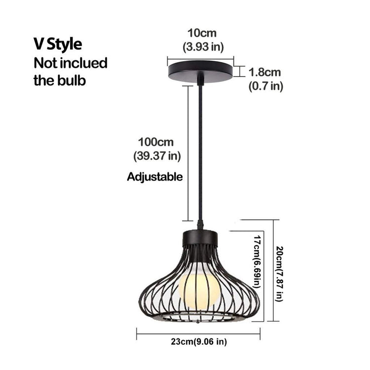 Homestyle Pro Homestyle MK013-B Industrial Hanging Lamp 23x20 cm Black Metal