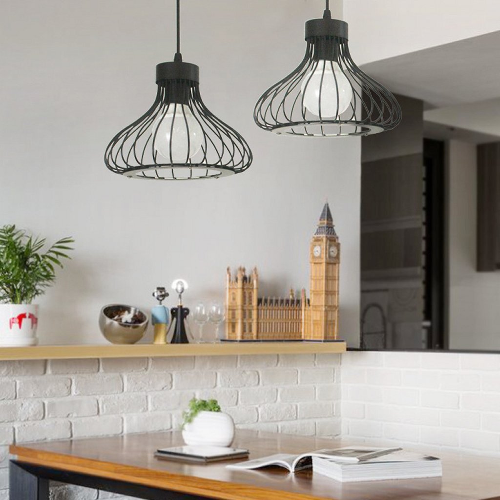 Homestyle Pro Homestyle MK013-B Industrial Hanging Lamp 23x20 cm Black Metal