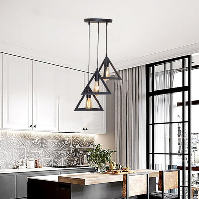 Homestyle Pro Homestyle MK022-B Industrial Pyramide Hanging Lamps Black Metal