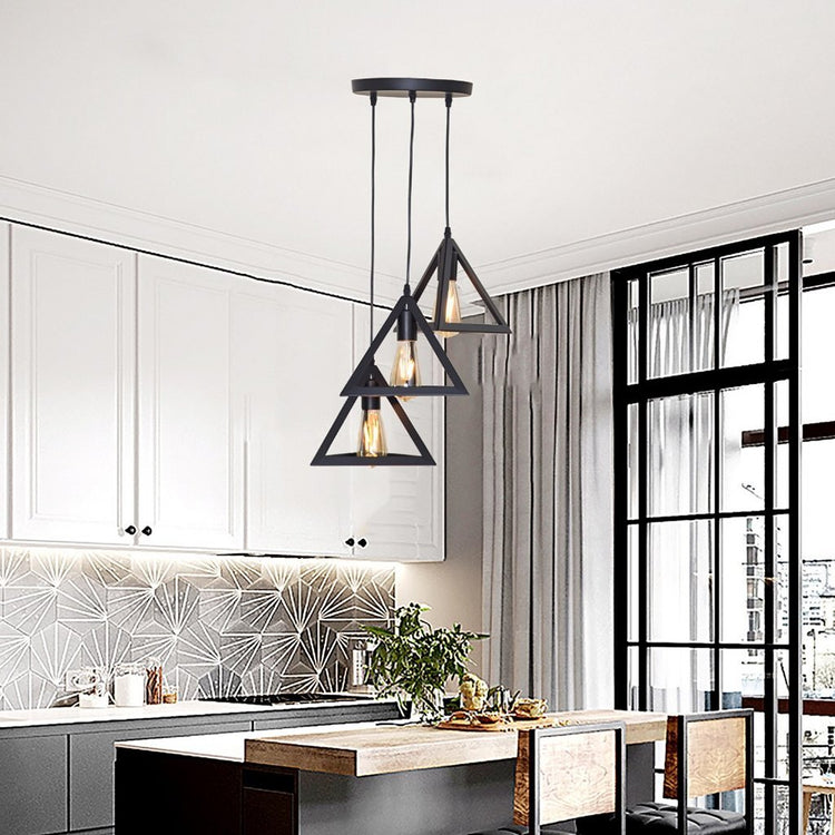 Homestyle Pro Homestyle MK022-B Industrial Pyramide Hanging Lamps Black Metal