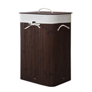 Homestyle Pro Homestyle Rechteckig Bambus Waschkorb 40x30x60 cm braunes Weiß - afbeelding 1