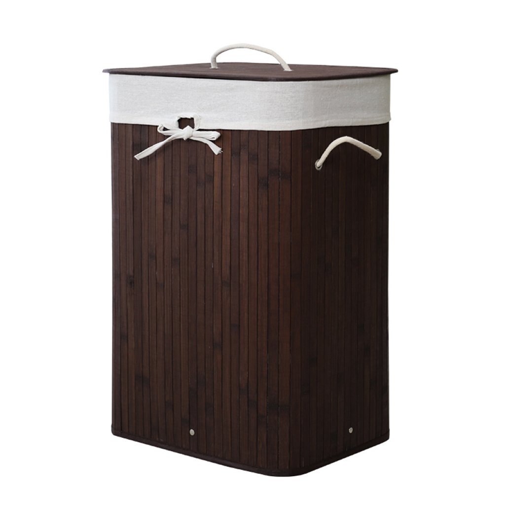 Homestyle Pro Homestyle Rechteckig Bambus Waschkorb 40x30x60 cm braunes Weiß