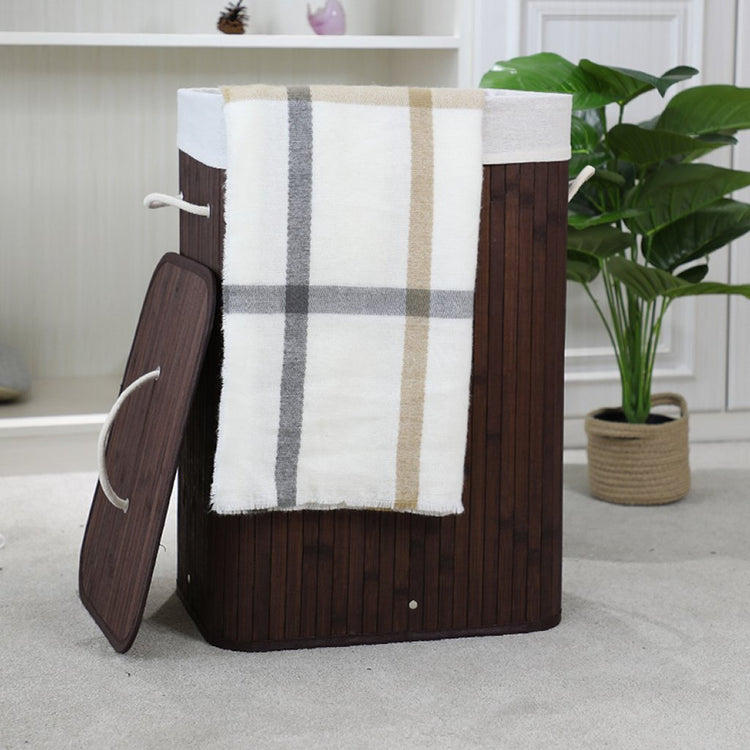 Homestyle Pro Homestyle Rechteckig Bambus Waschkorb 40x30x60 cm braunes Weiß