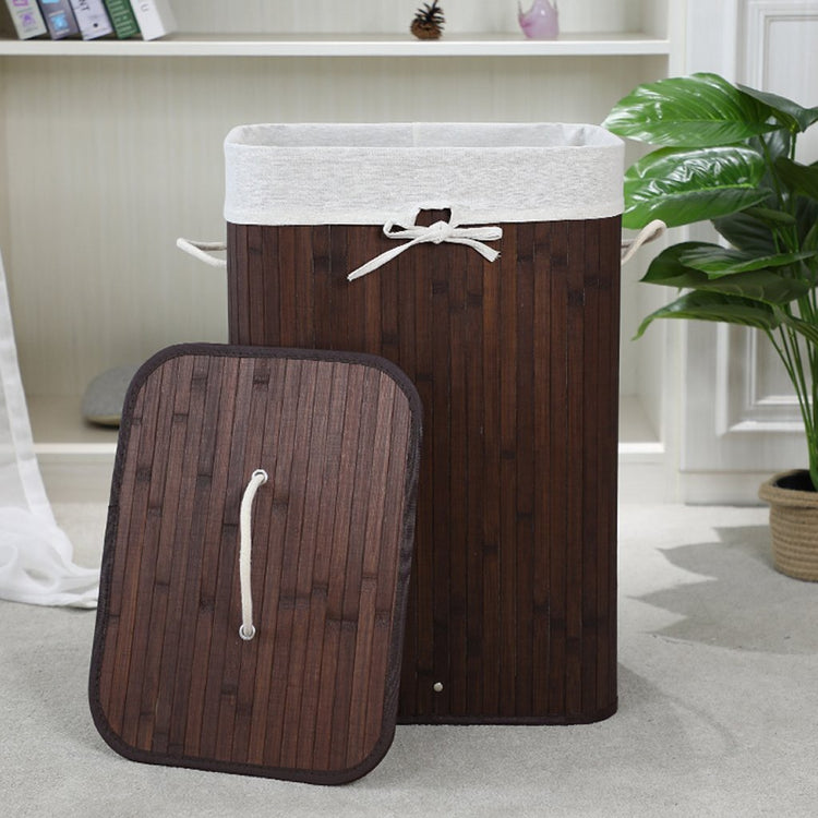 Homestyle Pro Homestyle Rechteckig Bambus Waschkorb 40x30x60 cm braunes Weiß