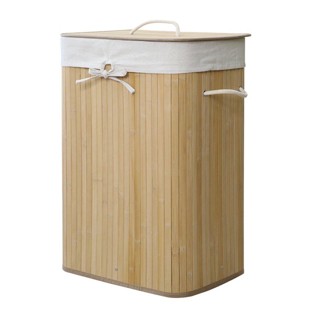 Homestyle Pro Homestyle Rechteckige Bambus Waschkorb 40x30x60 cm Naturel Weiß