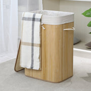 Homestyle Pro Homestyle Rechteckige Bambus Waschkorb 40x30x60 cm Naturel Weiß - afbeelding 2