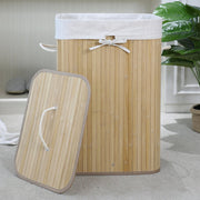 Homestyle Pro Homestyle Rechteckige Bambus Waschkorb 40x30x60 cm Naturel Weiß - afbeelding 3