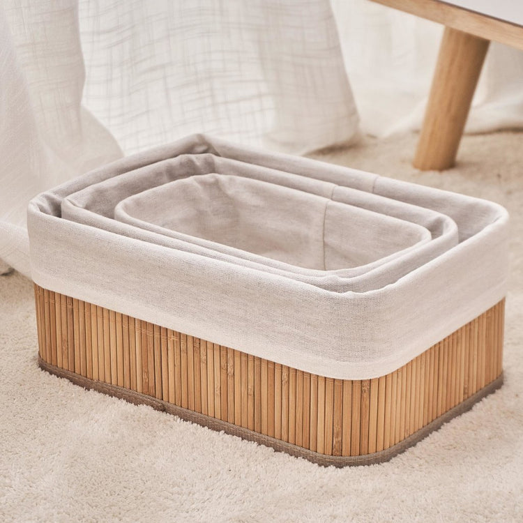 Homestyle Pro Homestyle Bambus Aufbewahrungskörbe 3 Stücke Natural Weiß