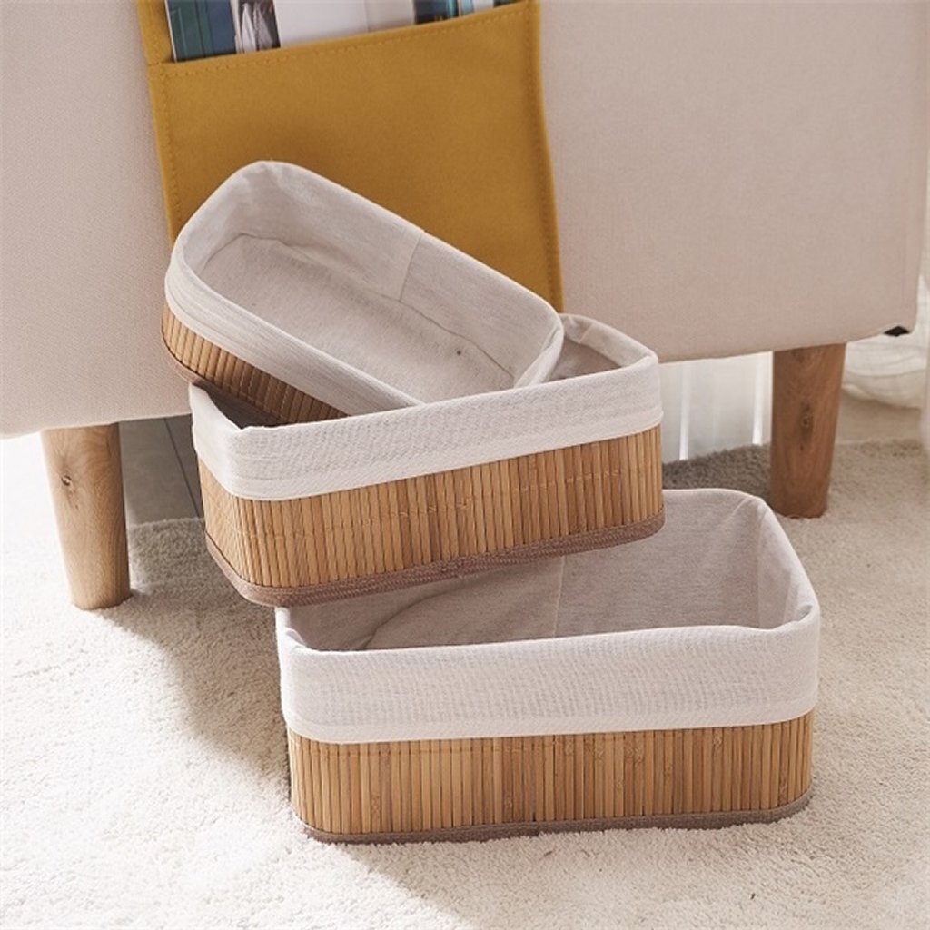 Homestyle Pro Homestyle Bambus Aufbewahrungskörbe 3 Stücke Natural Weiß