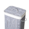 Homestyle Pro Homestyle Rechteckige Bambus Waschkorb 40x30x60 cm grau weiß
