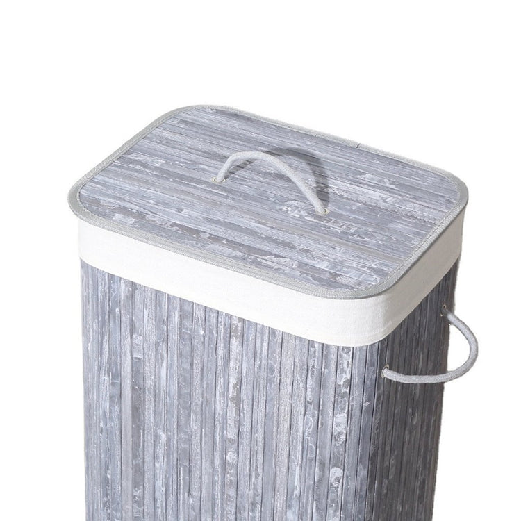 Homestyle Pro Homestyle Rechteckige Bambus Waschkorb 40x30x60 cm grau weiß