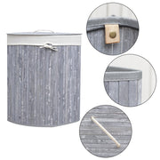 Homestyle Pro Homestyle Runde faltbare Bambus Waschkorb 35x50 cm grau Weiß - afbeelding 1