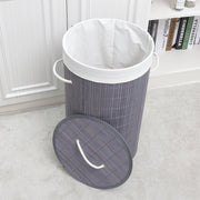 Homestyle Pro Homestyle Runde faltbare Bambus Waschkorb 35x50 cm grau Weiß - afbeelding 2
