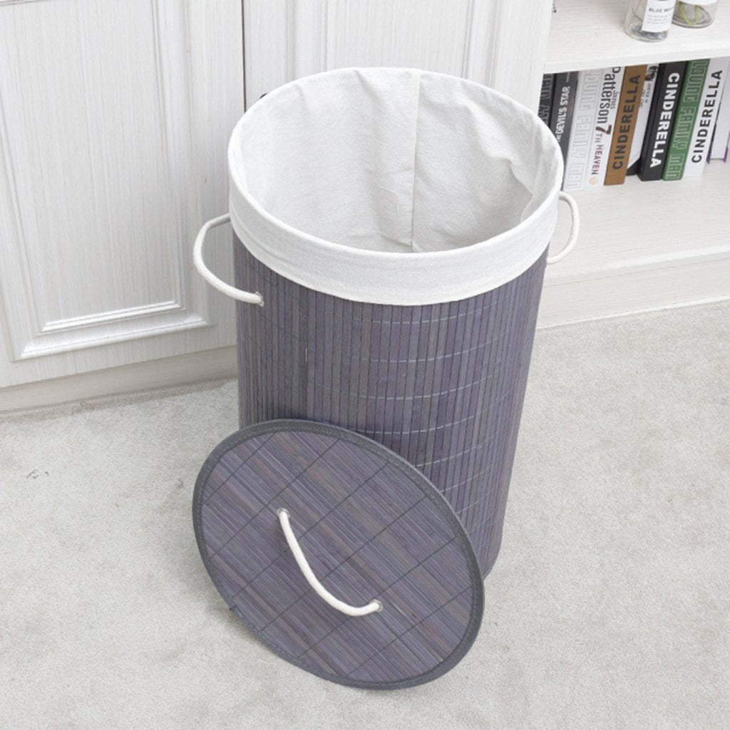 Homestyle Pro Homestyle Runde faltbare Bambus Waschkorb 35x50 cm grau Weiß