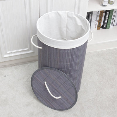 Homestyle Pro Homestyle Runde faltbare Bambus Waschkorb 35x50 cm grau Weiß