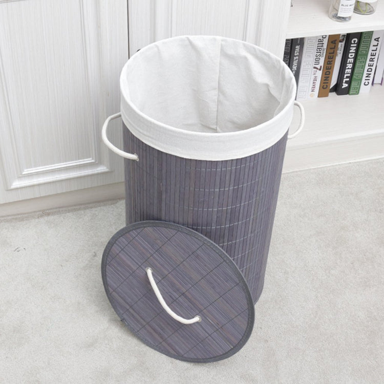 Homestyle Pro Homestyle Runde faltbare Bambus Waschkorb 35x50 cm grau Weiß