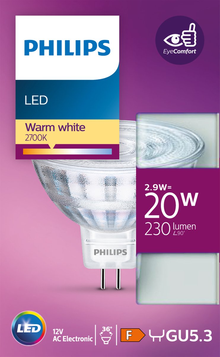 Philips LED-Spot – 20 W – gu5,3 – warmweißes Licht