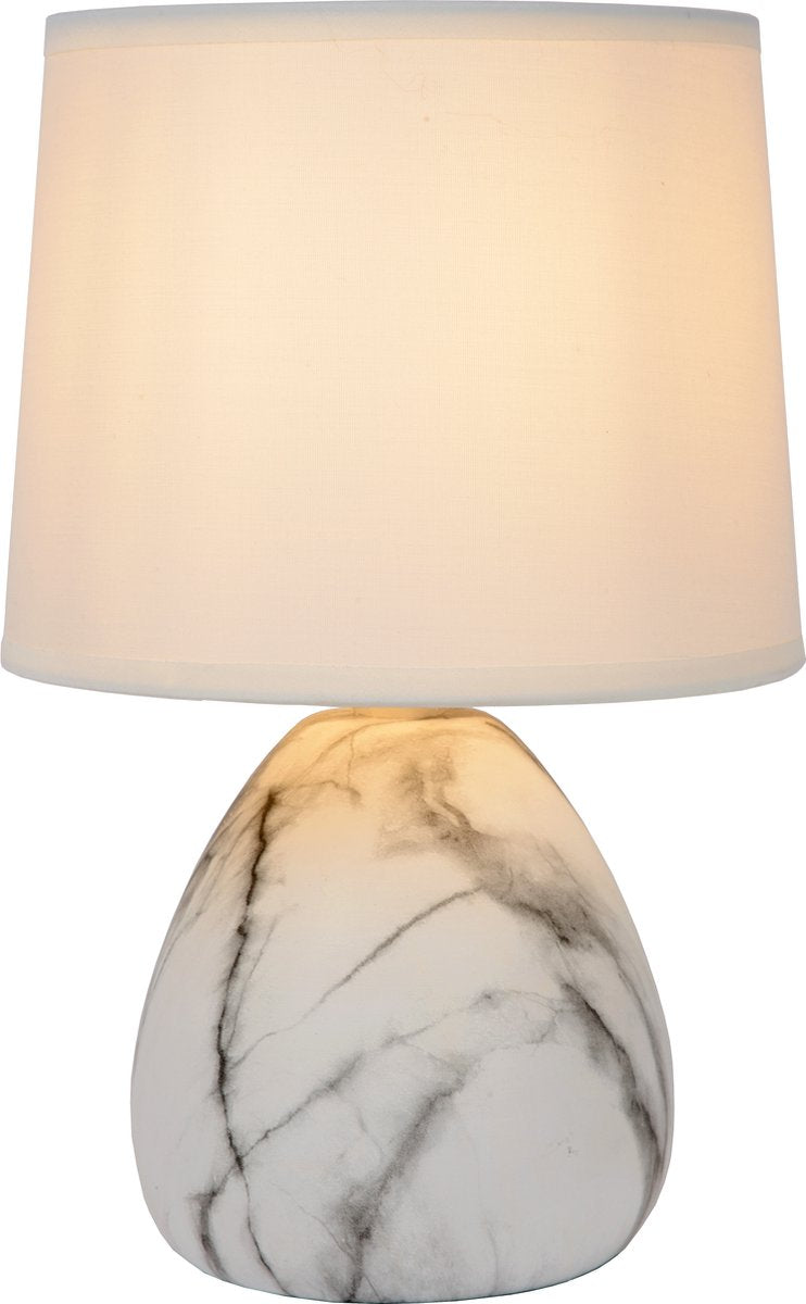 Lucide Marmo - Tischlampe - ø 16 cm - 1xe14 - weiß - Japandi